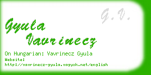 gyula vavrinecz business card